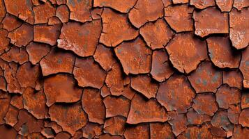 Heavily rusted iron surface with flaky texture and varied rust hues isolated on gradient background photo