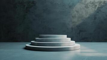 3D podium on a pewter background dark and muted with a soft matte texture photo