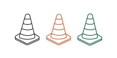 Traffic Cone Line Icon with three design vector