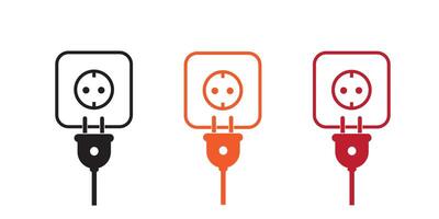 Plug and Socket Icon Editable Stroke. vector