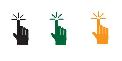 Click with hand cursor. Icon sticker on white background vector
