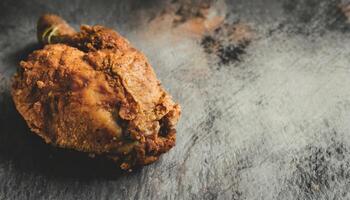 Copy Space image of asty eating with fried chicken photo