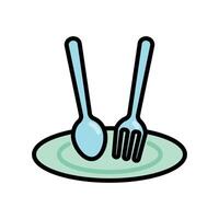 spoon and fork icon design template elegant style vector