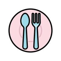 spoon and fork icon design template elegant style vector