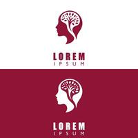 Logo on which an abstract image of a human head inside which is a silhouette of a tree vector