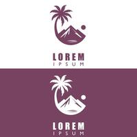 Logo concept of mountain views and coconut trees vector