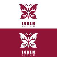 The simple logo concept is a butterfly silhouette combined with leaf shapes as wings vector