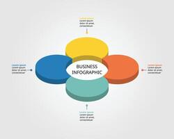 flower with circle shape template for business infographic for presentation for 4 element vector