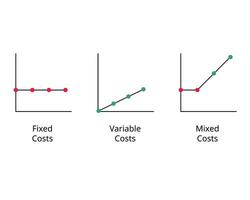 graph of Fixed cost, variable costs, mixed cost to compare vector
