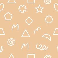Abstract line doodles and simple shapes in nude colors. Pastel boho background in minimalist style. Perfect for fabric, textile, paper, wallpaper, wrapping or greeting card vector