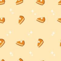 Pumpkin pie seamless pattern. Bakery, pastry. Hello autumn, Thanksgiving Day. World Pie Day. Perfect for fabric, textile, paper, wallpaper, wrapping or greeting card vector