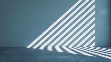 Wall with light casting angular shadows dynamic architectural design white and dark blue tones photo