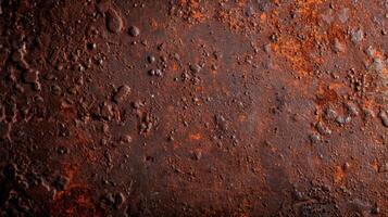 Textured surface of oxidized iron with deep red and brown rust ideal for grunge backgrounds photo