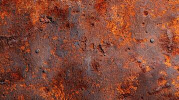 Textured surface of oxidized iron with deep red and brown rust ideal for grunge backgrounds photo