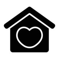 Simple Home with Love glyph icon. The icon can be used for websites, print templates, presentation templates, illustrations, etc vector