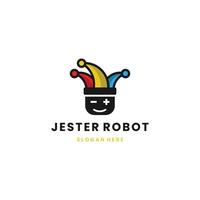 Jester robot logo design on isolated background vector