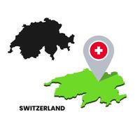 switzerland map with location icon and silhouette. vector