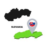 Slovakia map with location icon and silhouette. vector