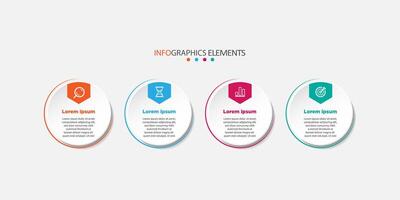 Modern business Infographic with title design template with icons and 4 options or steps. Can be used for process diagram, presentations, workflow layout, banner, flow chart, info graph vector