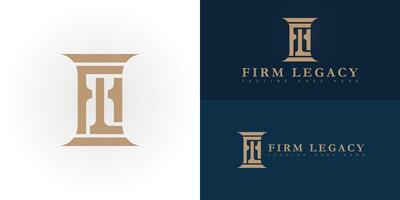 Abstract initial letter FL or FL in gold color isolated on multiple background colors. The logo is suitable for immigration law firm logo design inspiration templates. vector