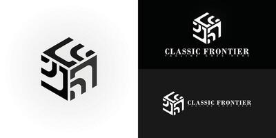 Abstract hexagon initial letter CF or FC in black color isolated on multiple background colors. The logo is suitable for men's fashion brand logo design inspiration templates. vector