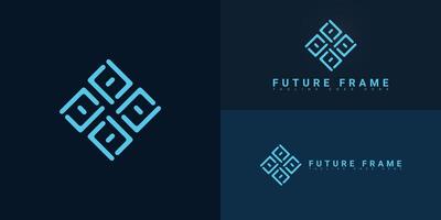 Abstract initial letter F or FF in blue color isolated on multiple background colors. The logo is suitable for app and website AI tool logo design inspiration templates. vector