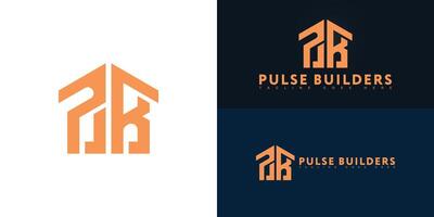 Abstract initial letter PB or BP in orange color isolated on multiple background colors. The logo is suitable for modern construction company logo design inspiration templates. vector