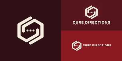 Abstract hexagon initial letter CD or DC in white color isolated on multiple background colors. The logo is suitable for online psychologist services logo design inspiration templates. vector