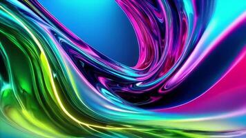 Dynamic abstract colorful fluid shapes flowing and intertwining on a blue gradient background. Concept of vibrant energy and fluidity video