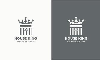king of the house logo by combining crown and house Pro vector