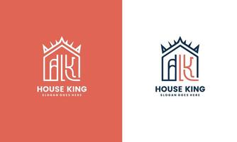 king of the house logo by combining letter h and k crown and house Pro vector