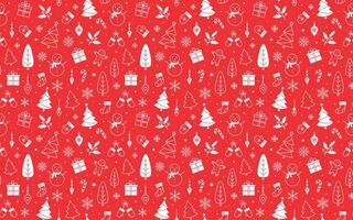 christmas seamless pattern on the red background, christmas wrapping paper concept vector