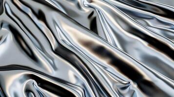Wide angle view of a polished silver sheet slightly curved and glowing photo