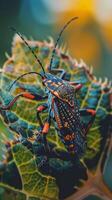 Close-up of a jewel bug with intricate patterns on its body photo