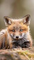 A young fox pauses in the woods photo