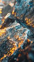 Close-up of a mountainside, glowing with warmth photo