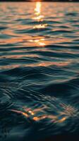 Sunset light dances on the tranquil surface of the water photo