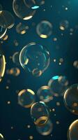 Floating transparent orbs with golden edges photo