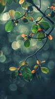 Sunlight filters through the leaves of a tree, creating a bokeh effect photo