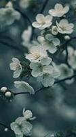 Close-up of white blossoms on a branch photo