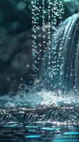 Water droplets cascade down a waterfall photo