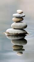 Balanced stones resting on water photo