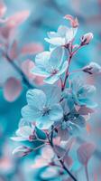 Pastel blue flowers in full bloom photo
