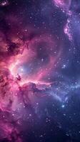 A mesmerizing nebula, swirling in a vibrant spectrum of pink and blue photo