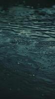 Raindrops create ripples on the surface of still water photo