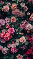 Close-up view of a beautiful rose garden photo