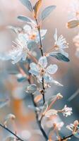 A close-up of blooming flowers with delicate petals photo