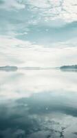 A serene lake reflecting the clouds and sky above photo