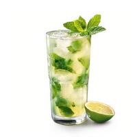 Virgin mojito in tall glass with mint and lime photo