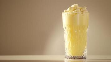 Buttermilk beverage in a glass with whipped cream topping photo